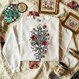 Floral Valentine Key to My Heart Graphic Sweatshirt Small-3X